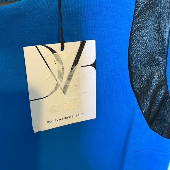 NWT Diane Von Furstenberg Pele Knit Dress with Leather Panels - Picture 9 of 12